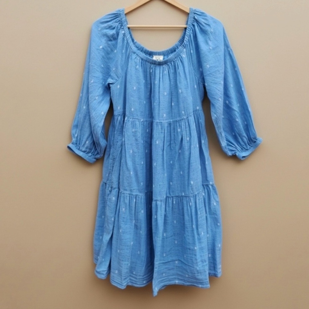 Good Hart Light Blue Off-Shoulder Tiered Midi Dress - Picture 2 of 3